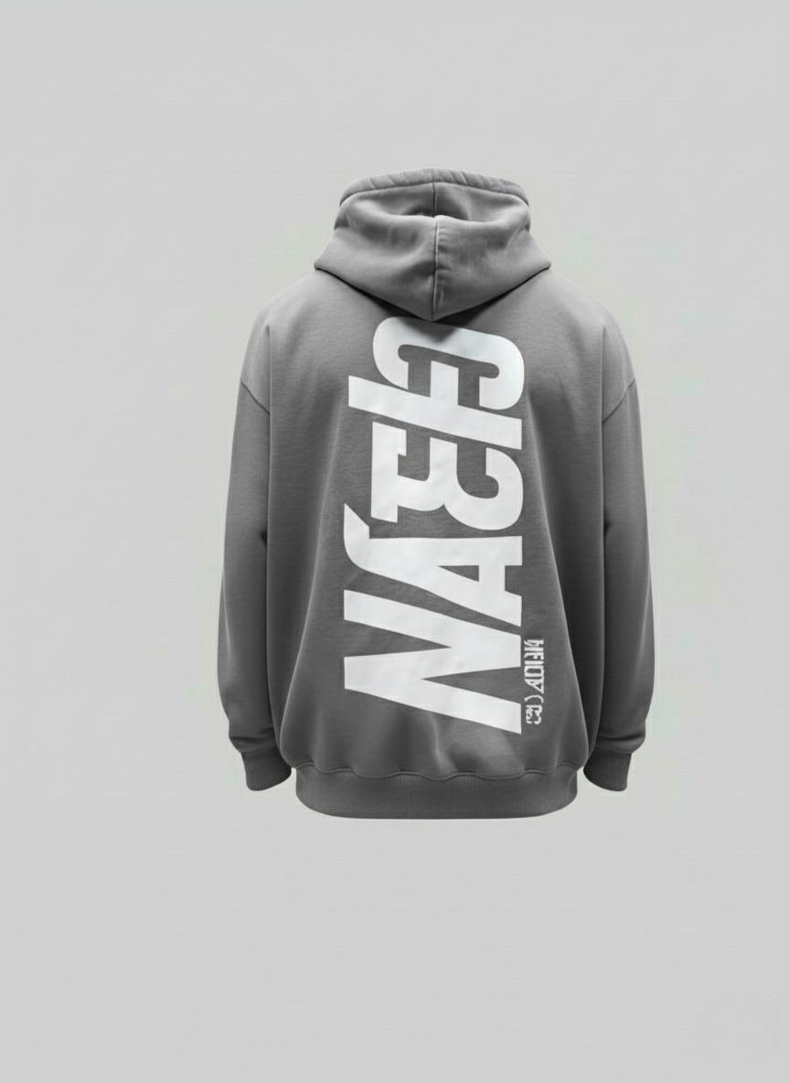 Clean Vertical Graphic Hoodie – Premium Streetwear in Black, Beige & Grey