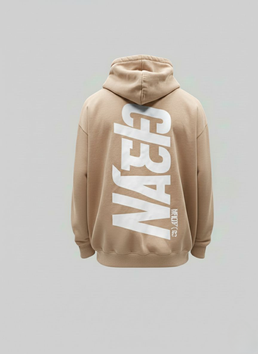 Clean Vertical Graphic Hoodie – Premium Streetwear in Black, Beige & Grey