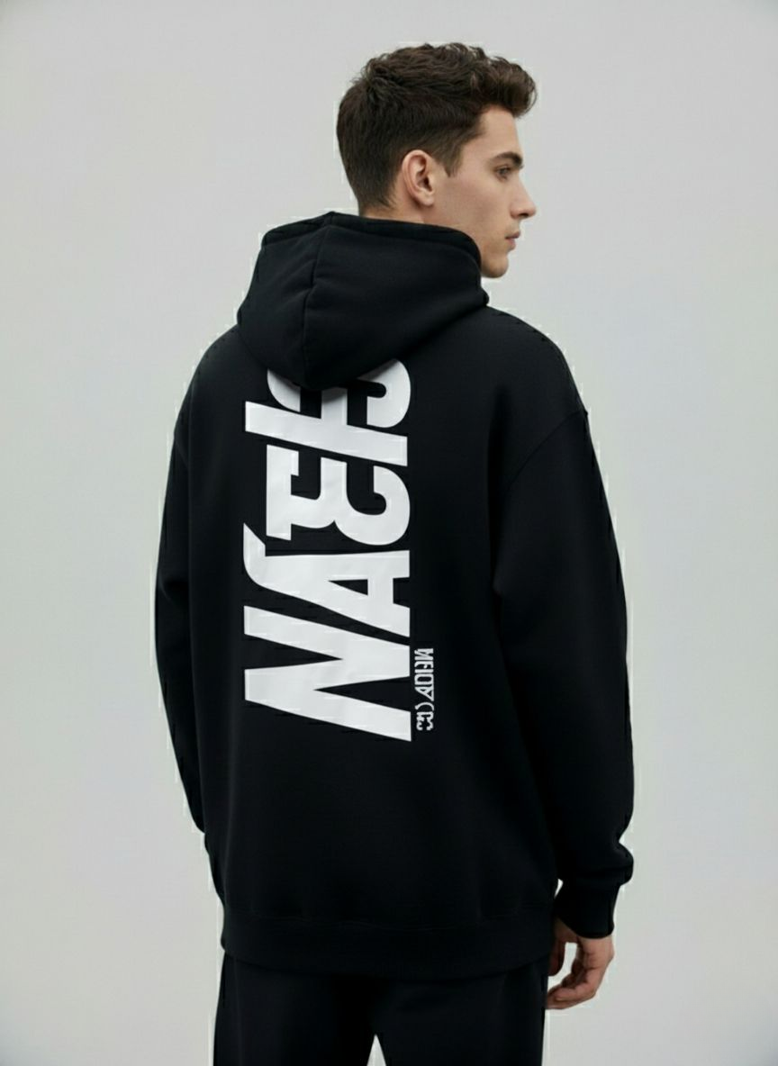Clean Vertical Graphic Hoodie – Premium Streetwear in Black, Beige & Grey