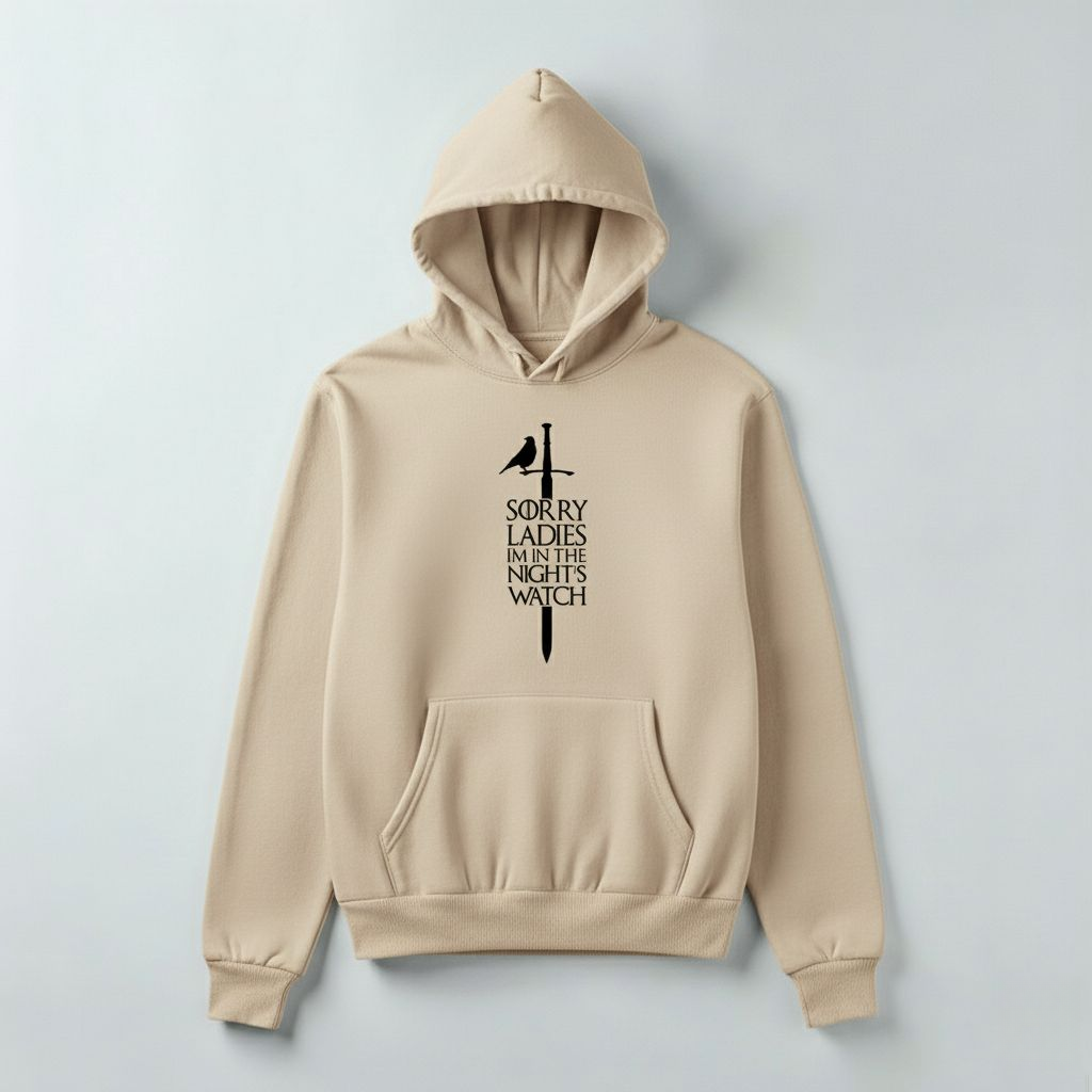 Game of Thrones “Sorry Ladies I’m on the Night Watch” Hoodie – Beige & Black