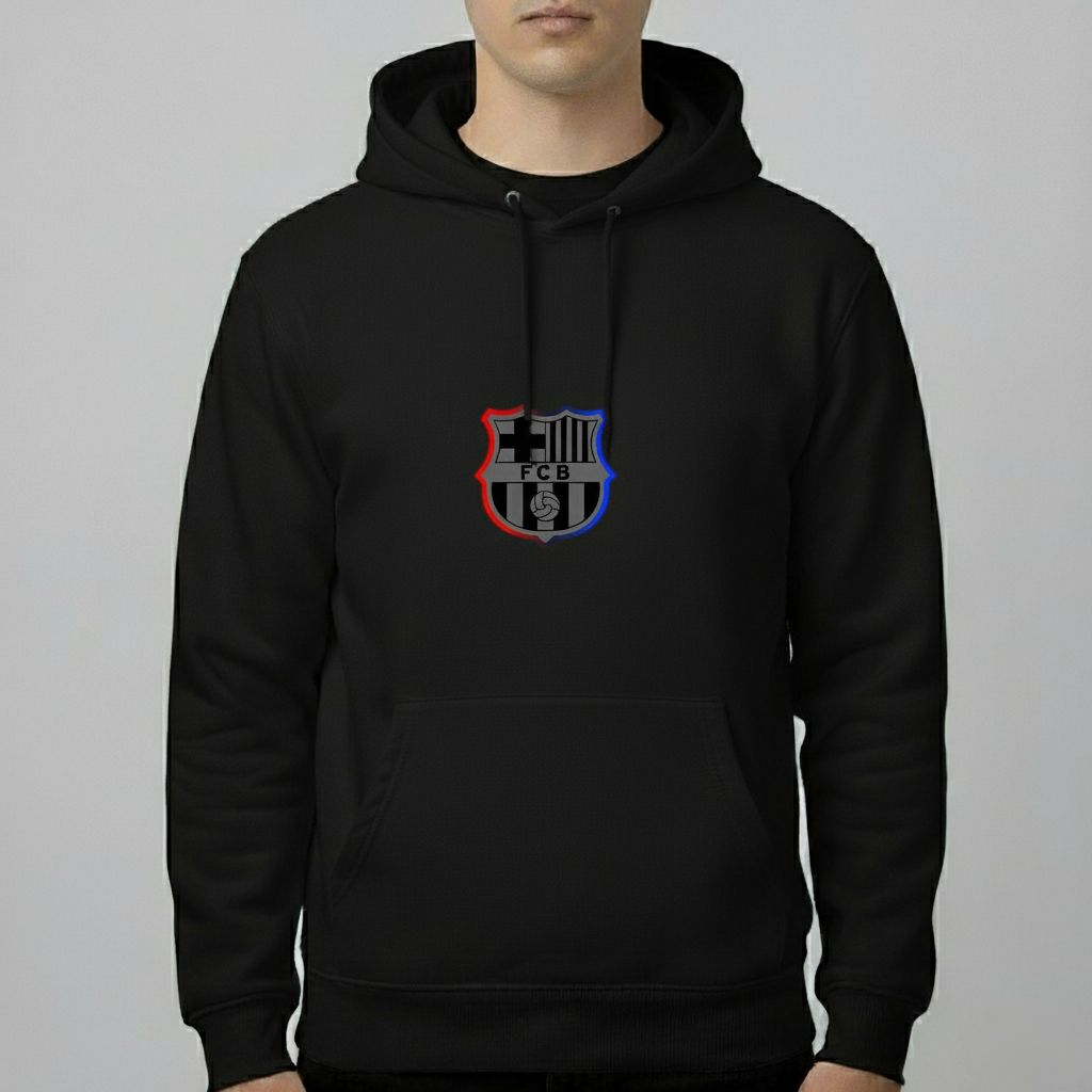 FC Barcelona Classic Logo Hoodie – Premium Black Fleece Sweatshirt