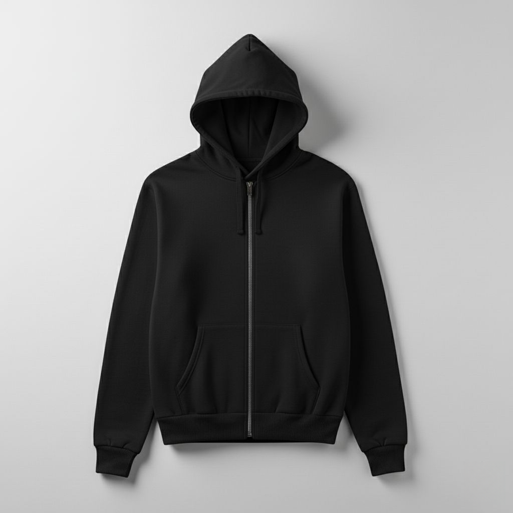 Essential Plain Zipper Hoodie – Everyday Comfort in Black, White, Grey & Beige