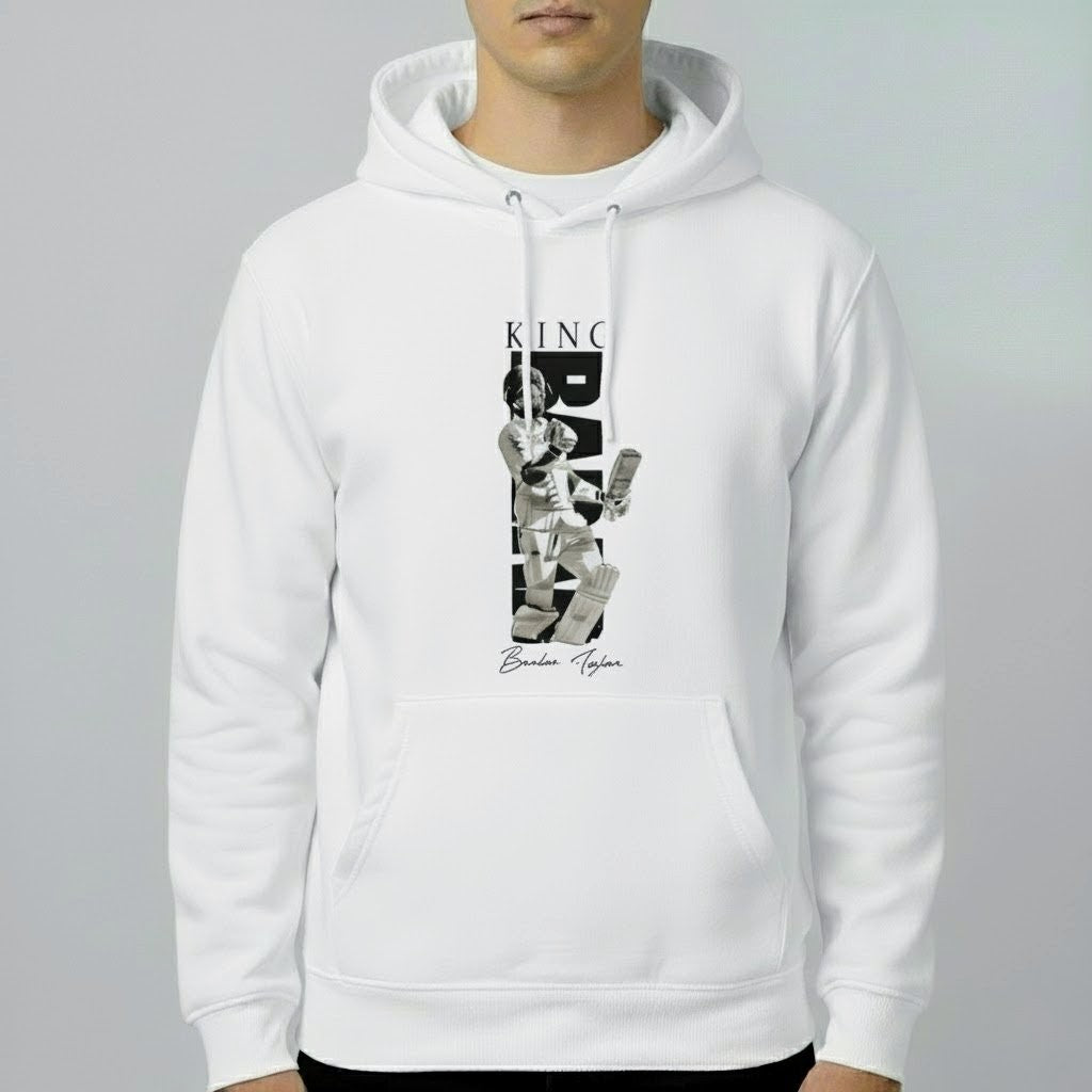 King Babar Azam Hoodie – Premium Graphic Pullover (White & Beige)