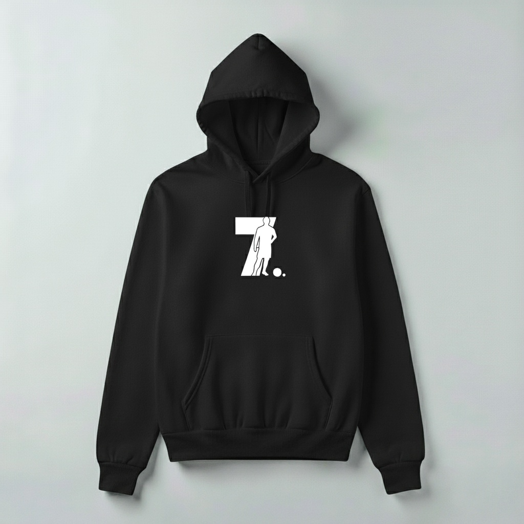 CR7 #7 Signature Hoodie – Cristiano Ronaldo Inspired Pullover (White, Black & Beige)