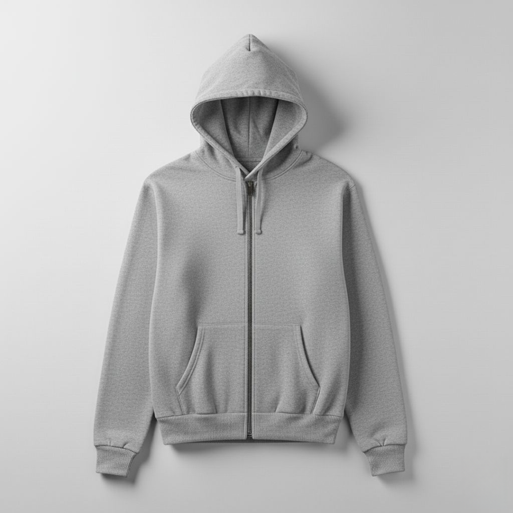 Essential Plain Zipper Hoodie – Everyday Comfort in Black, White, Grey & Beige