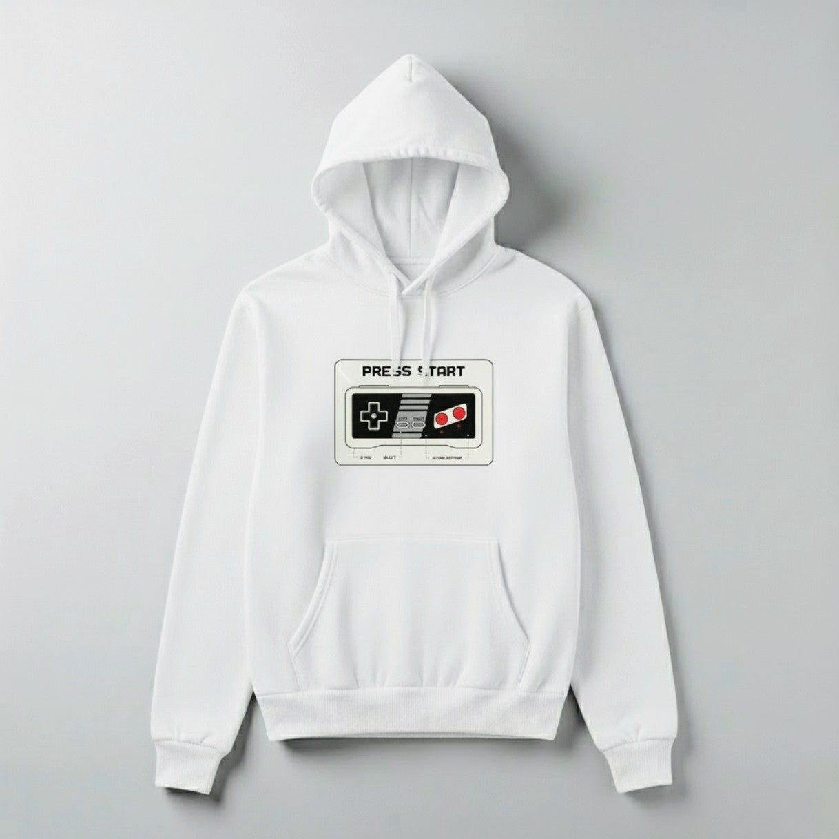 Retro Gamer “Press Start” Hoodie – Vintage Game Controller Graphic | Unisex Streetwear by Durya