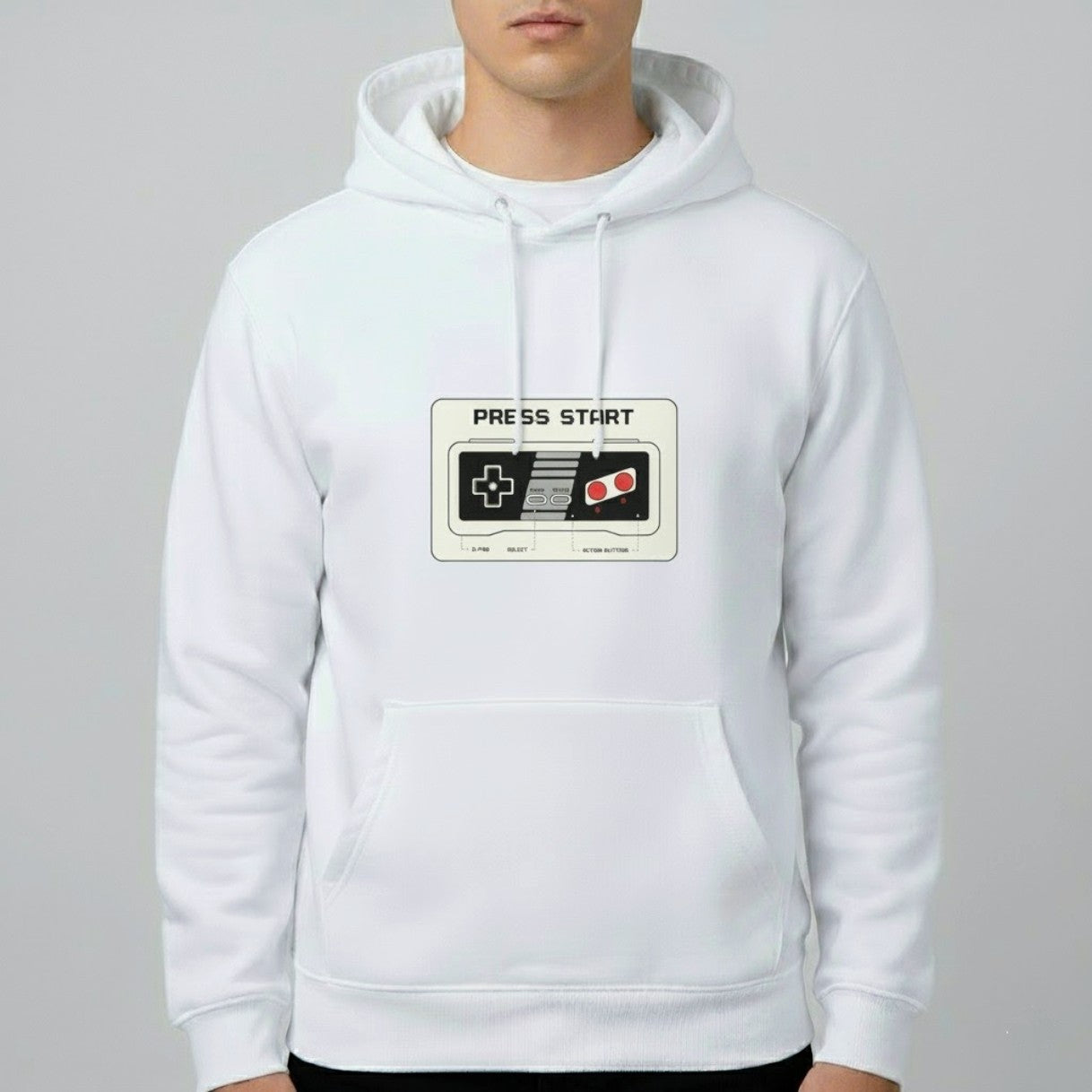 Retro Gamer “Press Start” Hoodie – Vintage Game Controller Graphic | Unisex Streetwear by Durya