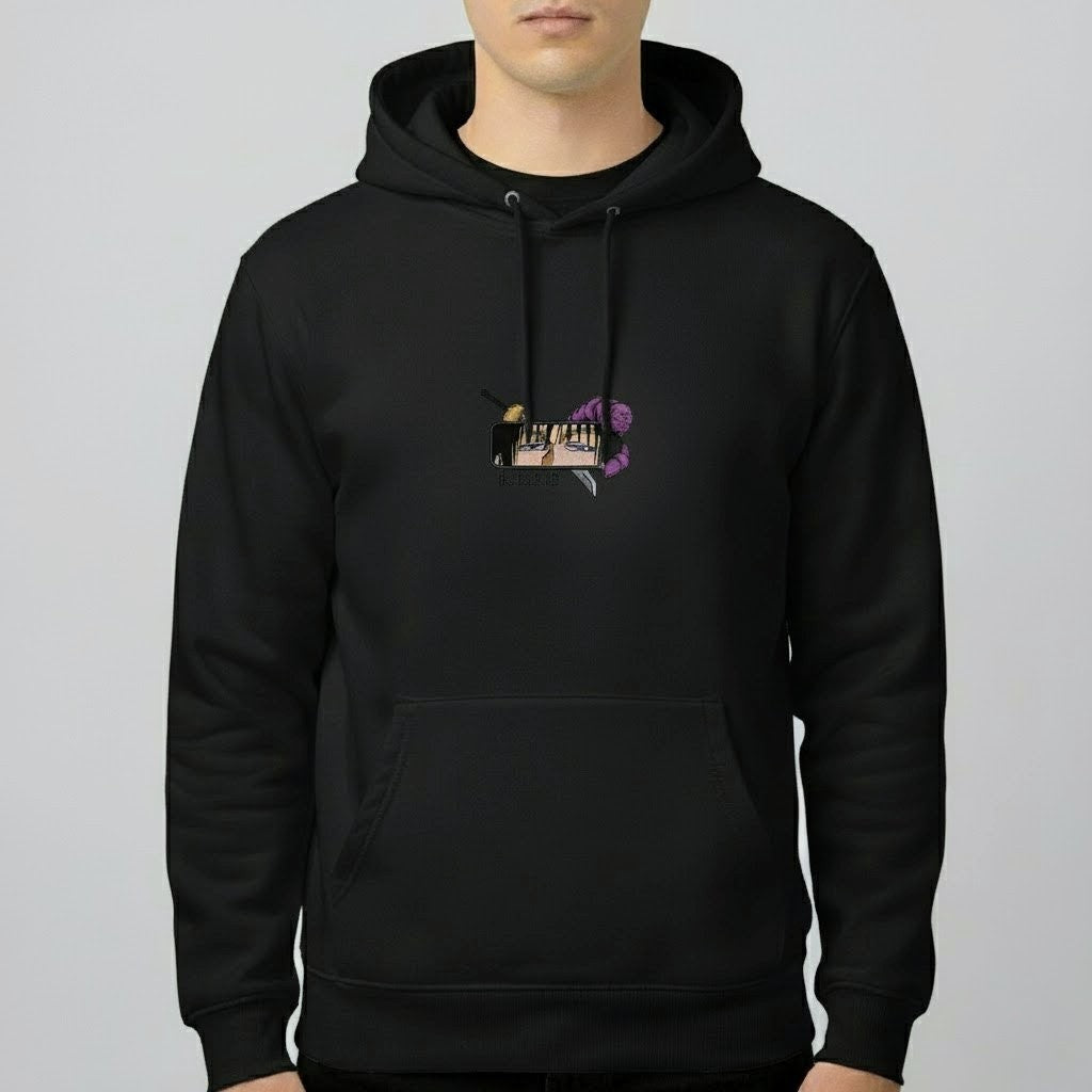 Cursed Energy Domain Hoodie – Inspired Graphic Anime Pullover (Cream, Black & White)