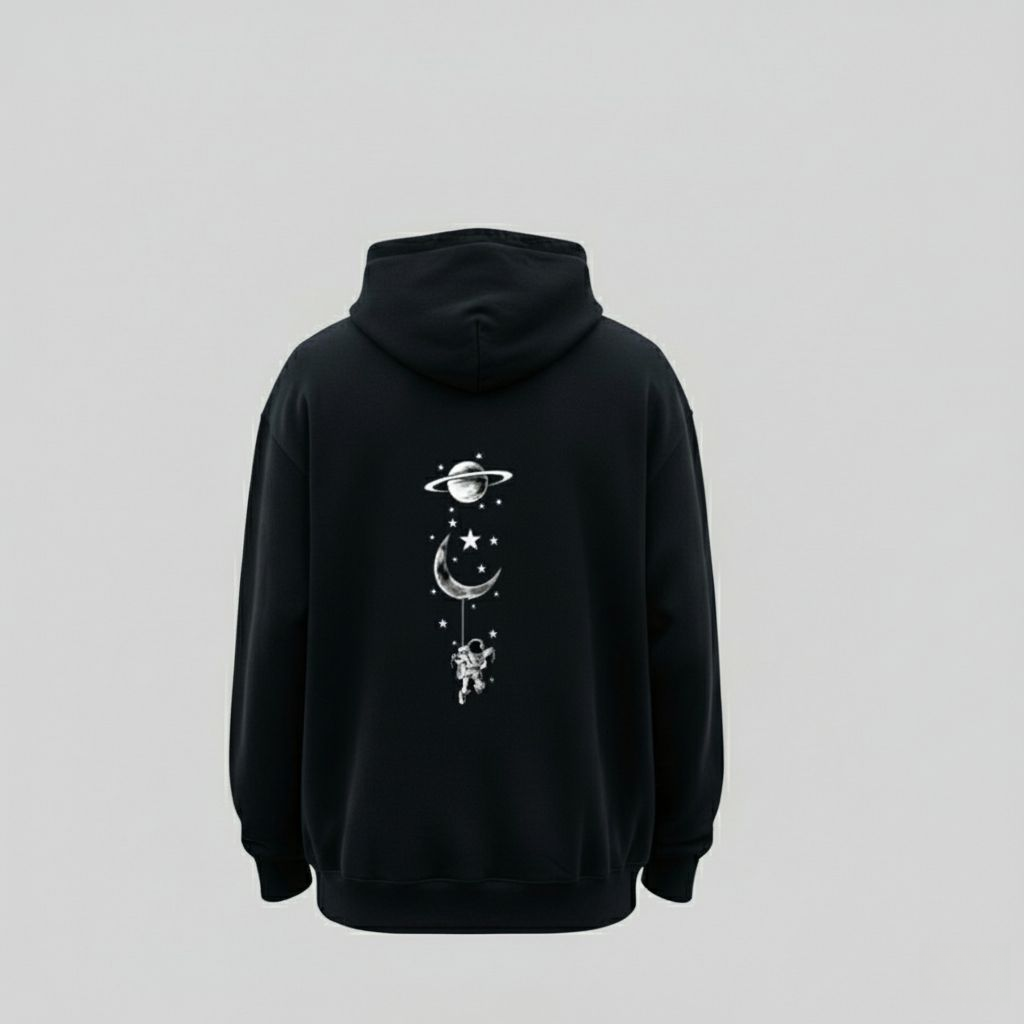 Cosmic Astronaut Hoodie – Space & Planets Graphic Hoodie (Black Fleece)