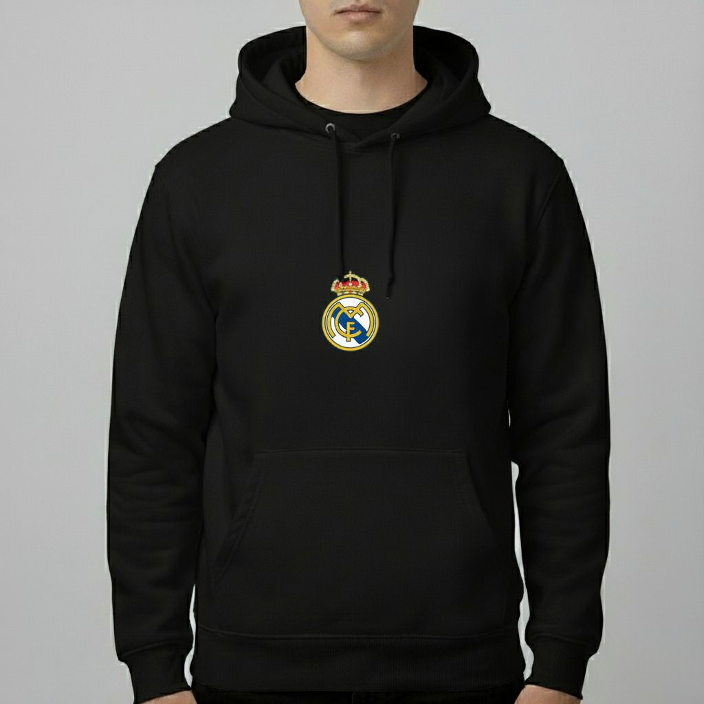 Real Madrid Classic Logo Hoodie – Premium Black Fleece Hoodie