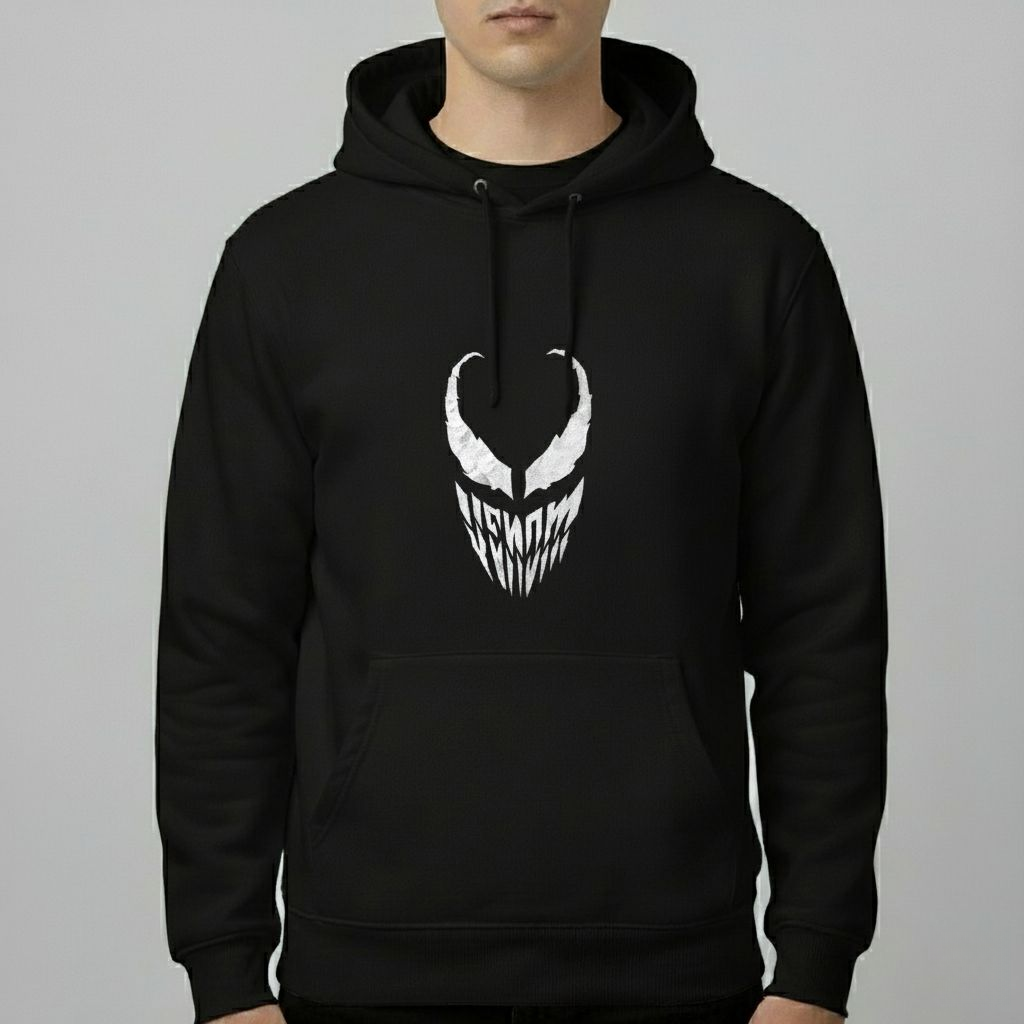 Venom Marvel Graphic Hoodie – Symbiote Edition | Black &amp; White Unisex Pullover