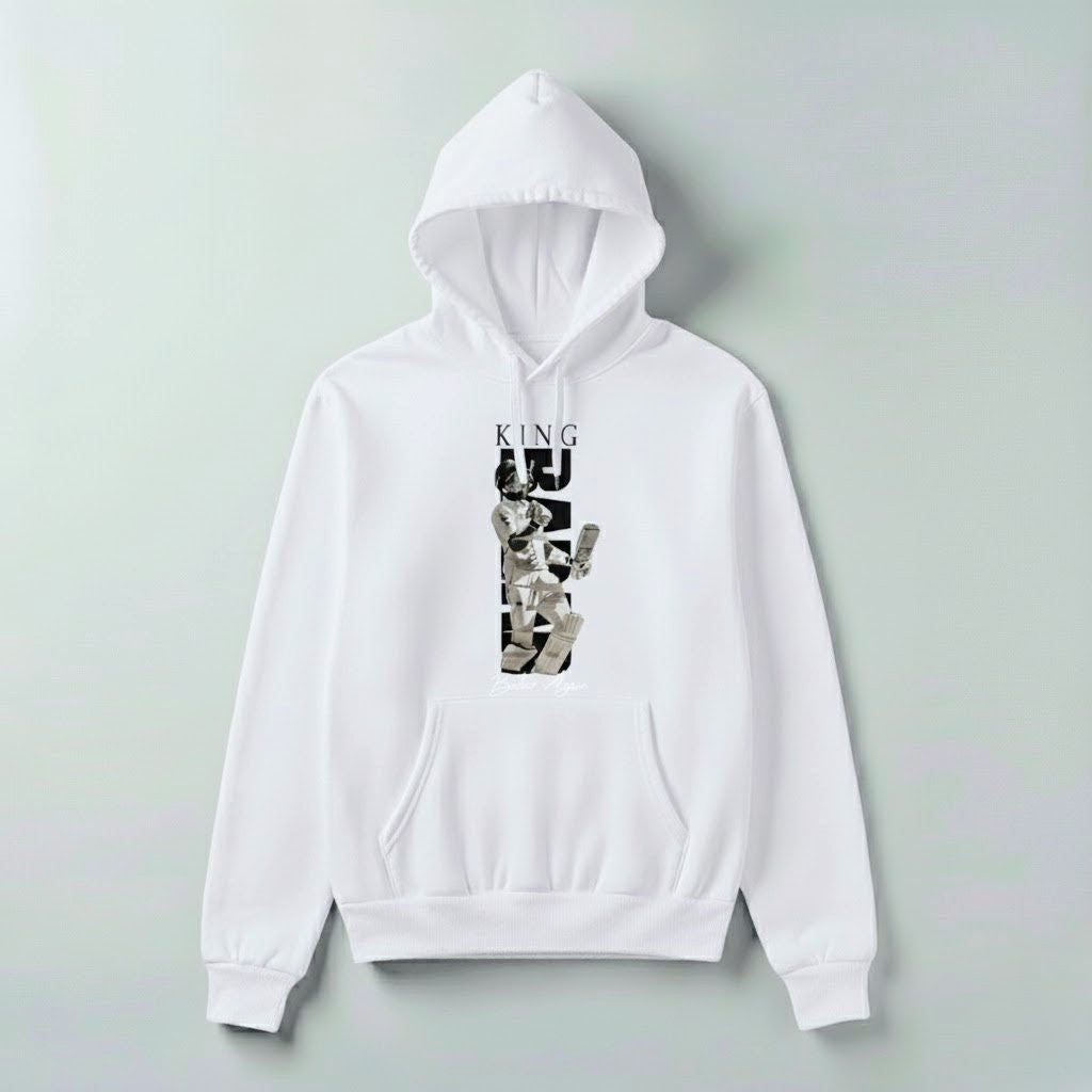 King Babar Azam Hoodie – Premium Graphic Pullover (White & Beige)