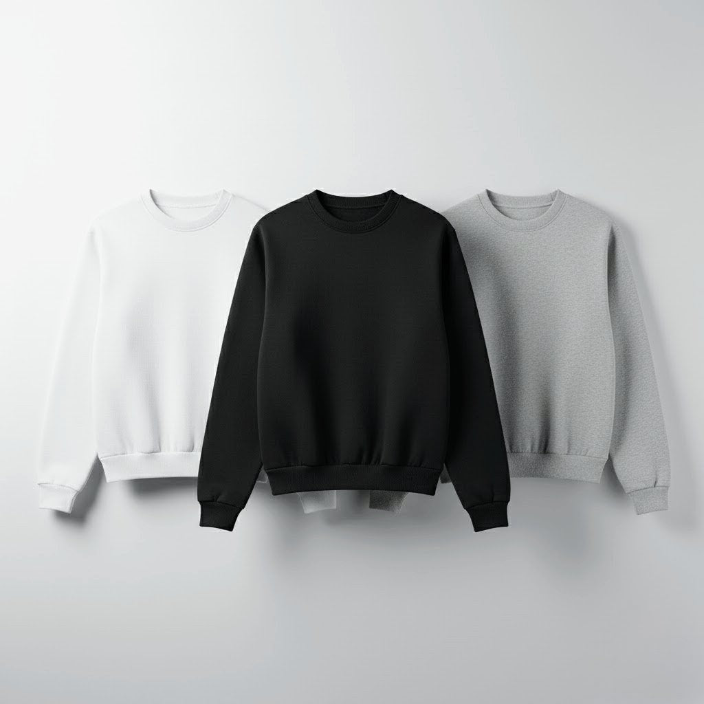 Durya Essential Sweatshirts — Black, White & Gray | Unisex Fleece Streetwear