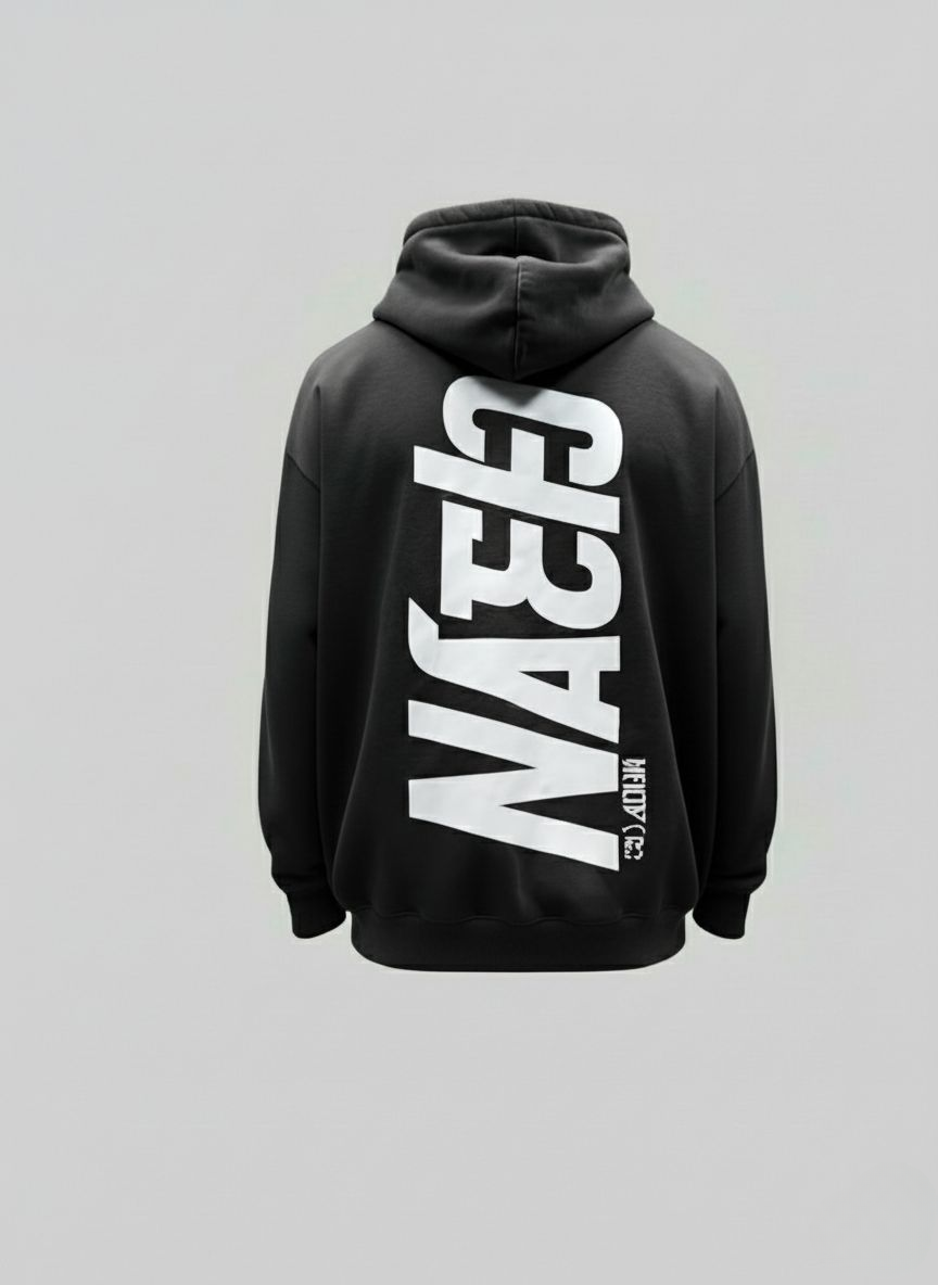 Clean Vertical Graphic Hoodie – Premium Streetwear in Black, Beige & Grey