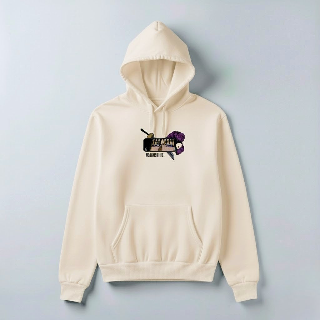Cursed Energy Domain Hoodie – Inspired Graphic Anime Pullover (Cream, Black & White)