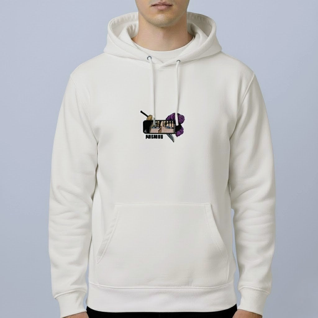 Cursed Energy Domain Hoodie – Inspired Graphic Anime Pullover (Cream, Black & White)