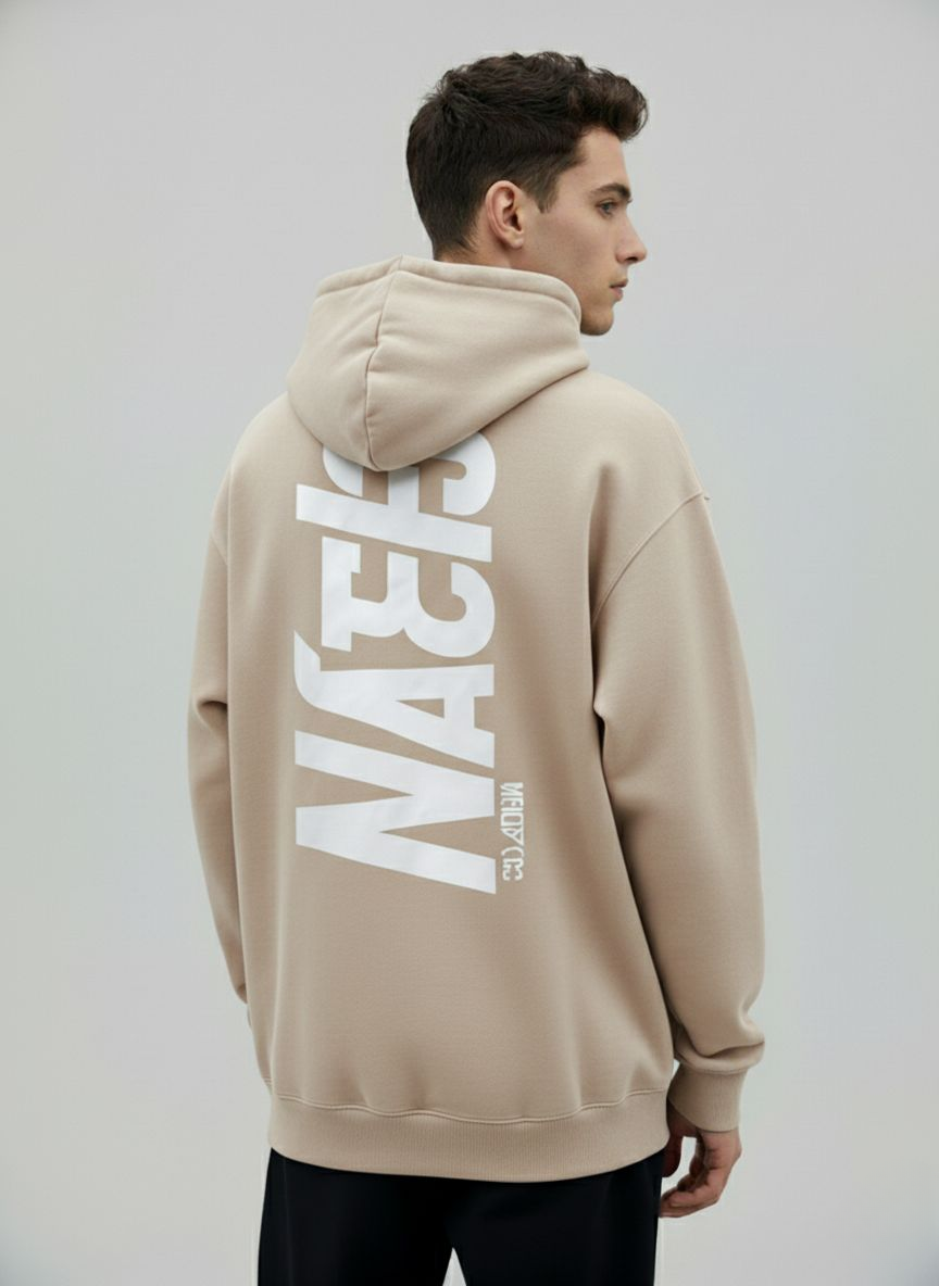 Clean Vertical Graphic Hoodie – Premium Streetwear in Black, Beige & Grey