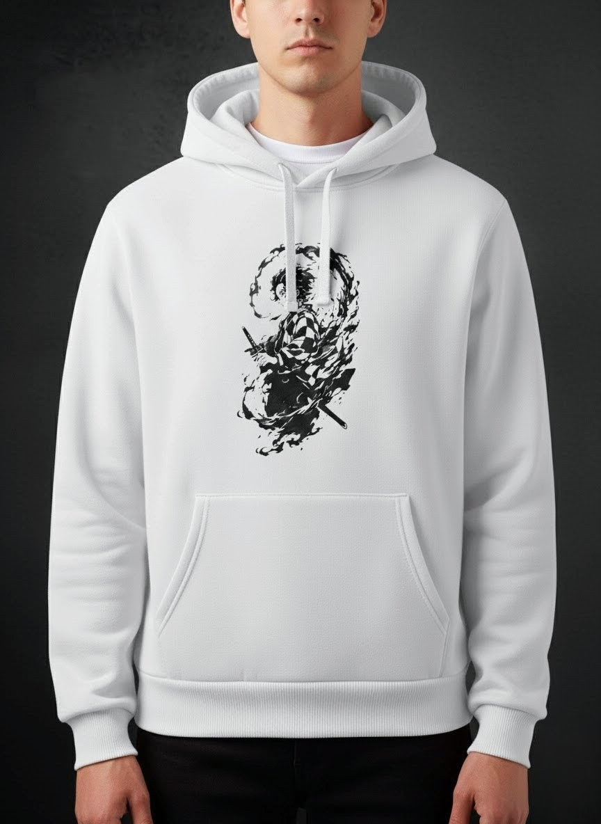 "Hinokami Kagura" Tanjiro Hoodie - White