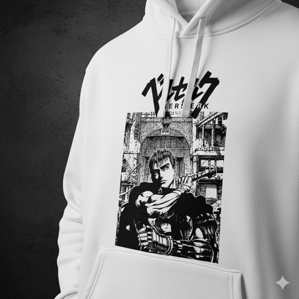 Berserk White Hoodie | Premium Anime Streetwear