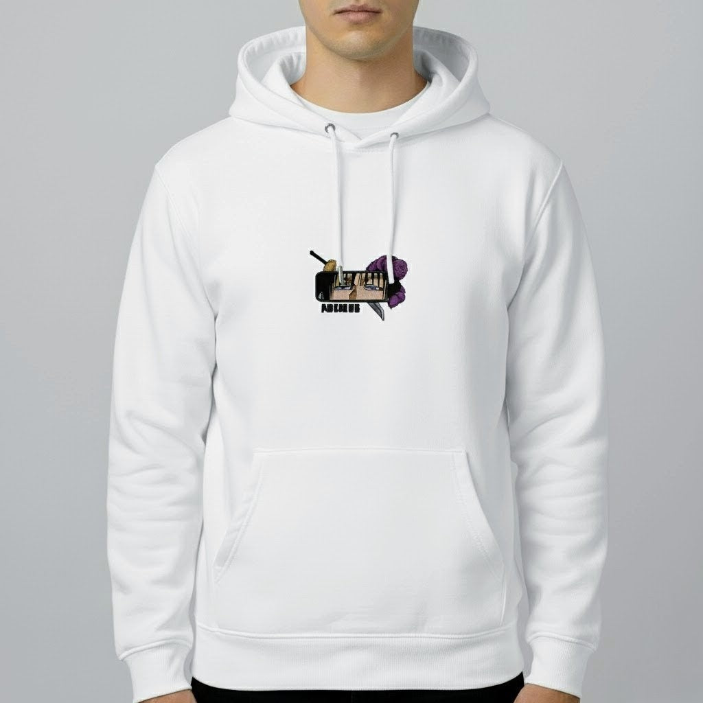 Cursed Energy Domain Hoodie – Inspired Graphic Anime Pullover (Cream, Black & White)
