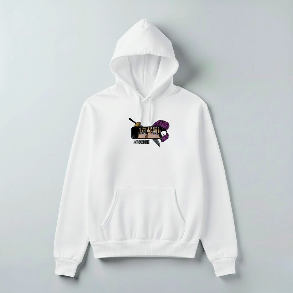 Cursed Energy Domain Hoodie – Inspired Graphic Anime Pullover (Cream, Black & White)